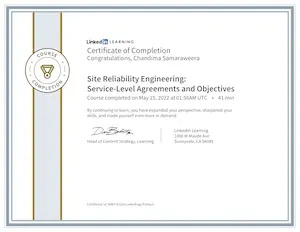SRE SLAs Certificate