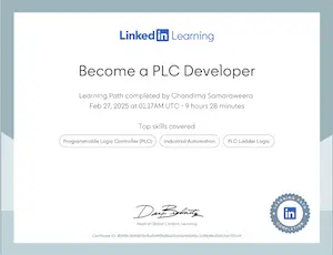Certificate for PLC Developer Learning Path